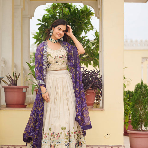 Off White Color Wedding Wear Designer Embroidery Lehenga Choli