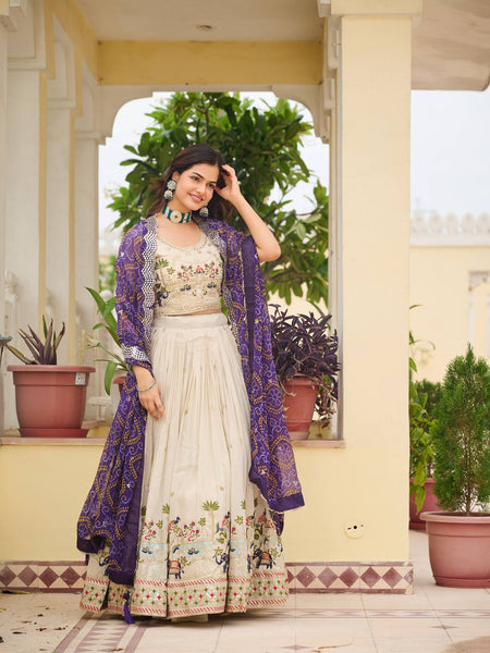Off White Color Wedding Wear Designer Embroidery Lehenga Choli