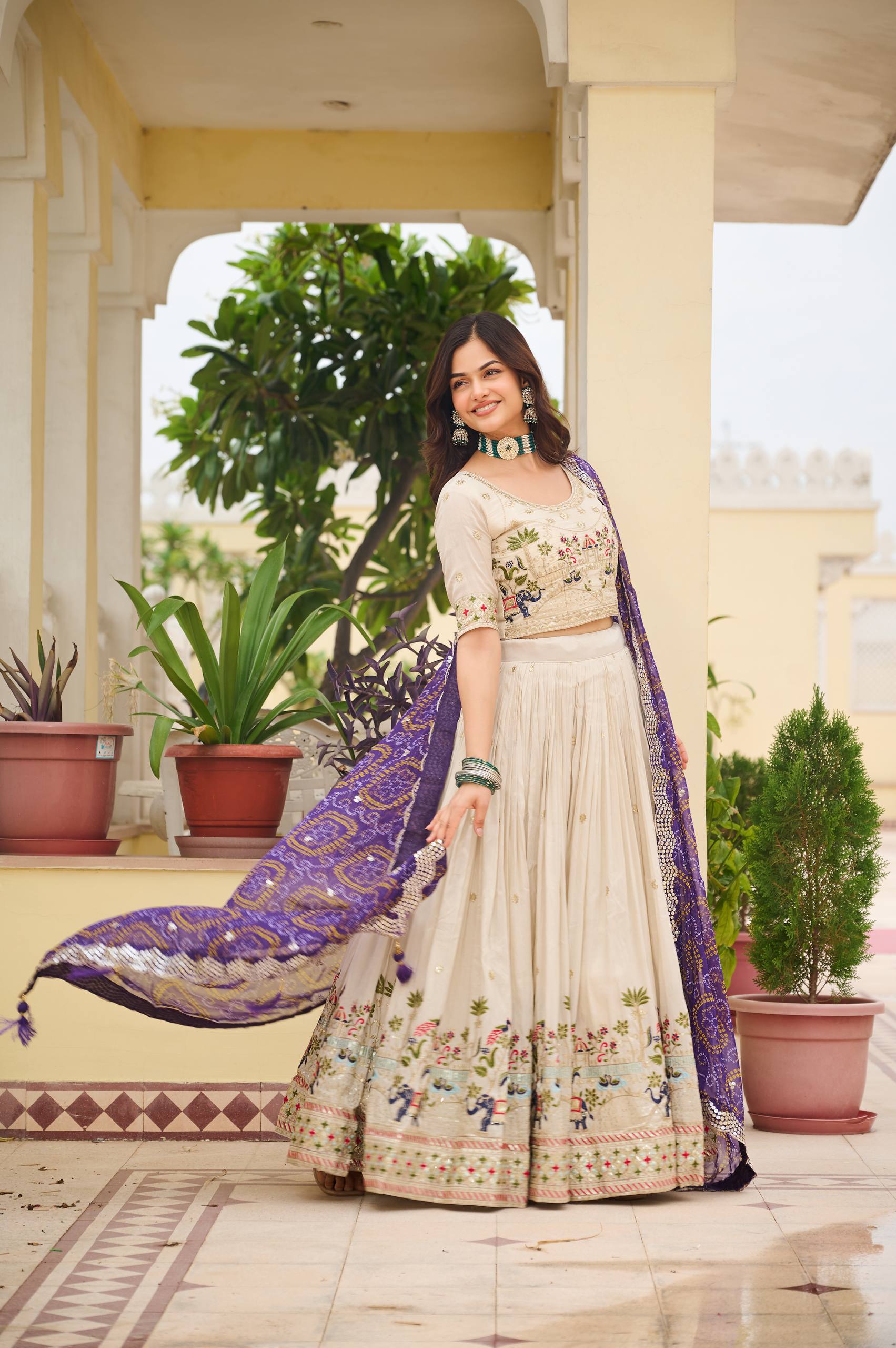 Off White Color Wedding Wear Designer Embroidery Lehenga Choli