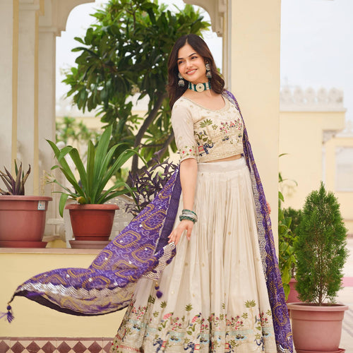 Off White Color Wedding Wear Designer Embroidery Lehenga Choli