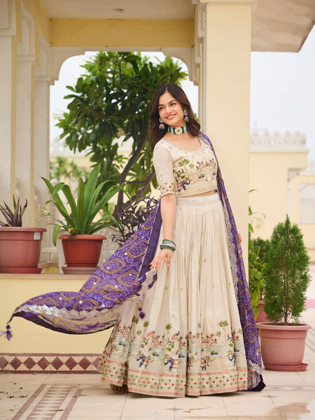 Off White Color Wedding Wear Designer Embroidery Lehenga Choli