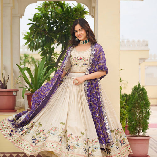 Off White Color Wedding Wear Designer Embroidery Lehenga Choli