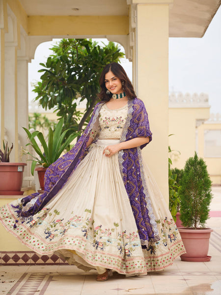 Off White Color Wedding Wear Designer Embroidery Lehenga Choli