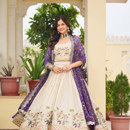 Off White Color Wedding Wear Designer Embroidery Lehenga Choli