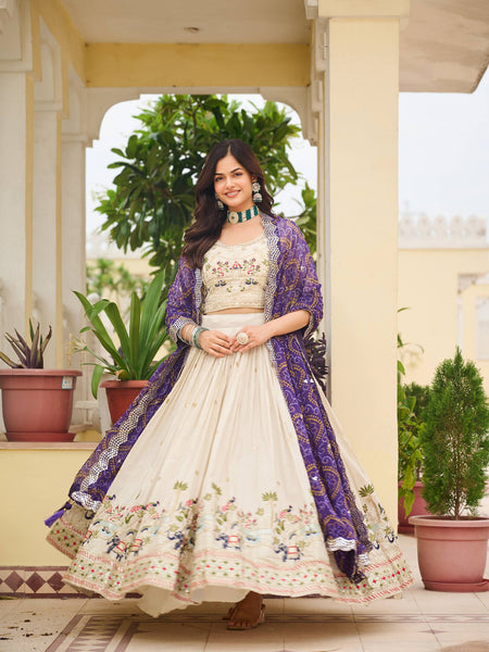 Off White Color Wedding Wear Designer Embroidery Lehenga Choli