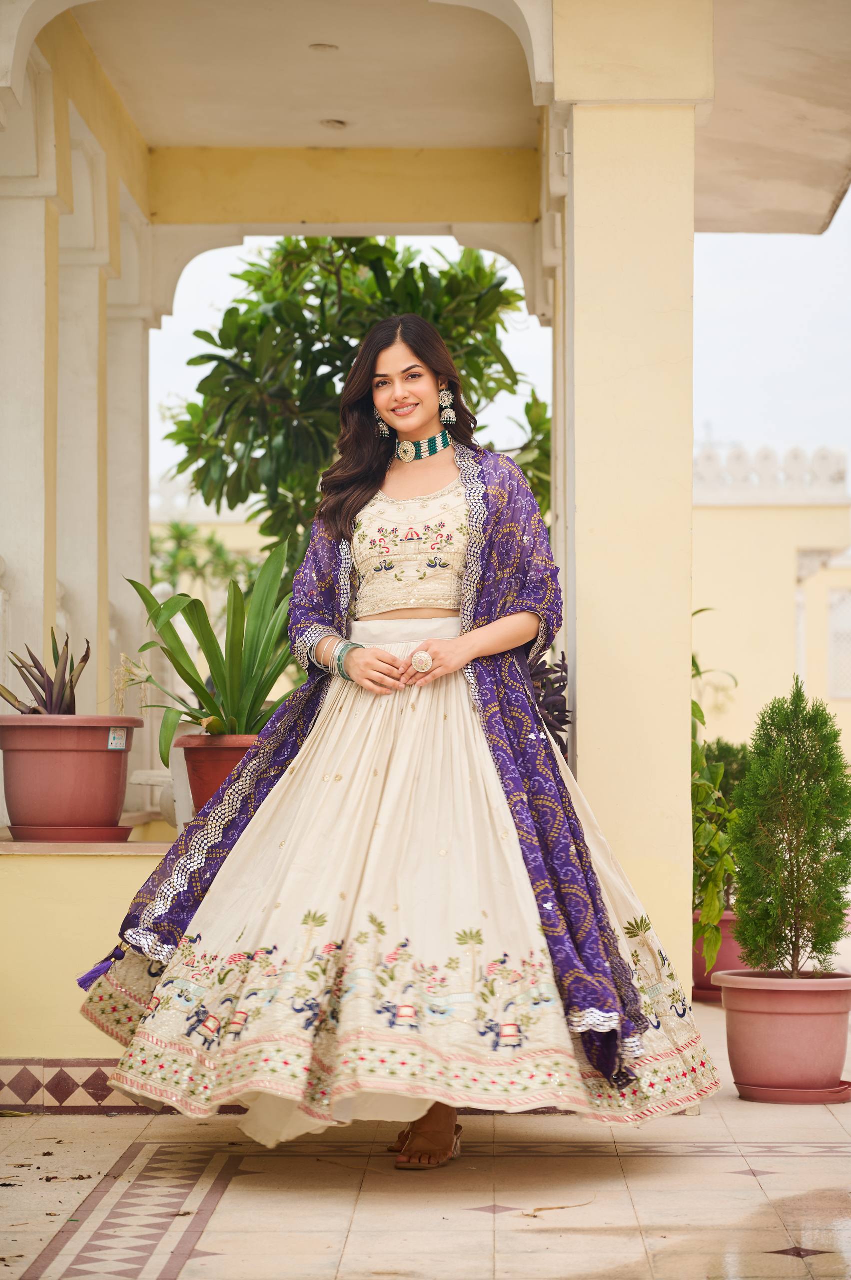 Off White Color Wedding Wear Designer Embroidery Lehenga Choli