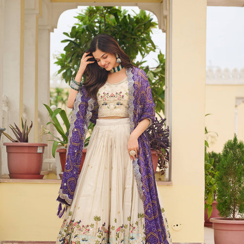 Off White Color Wedding Wear Designer Embroidery Lehenga Choli