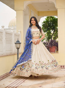 Off White Color Wedding Wear Designer Embroidery Lehenga Choli