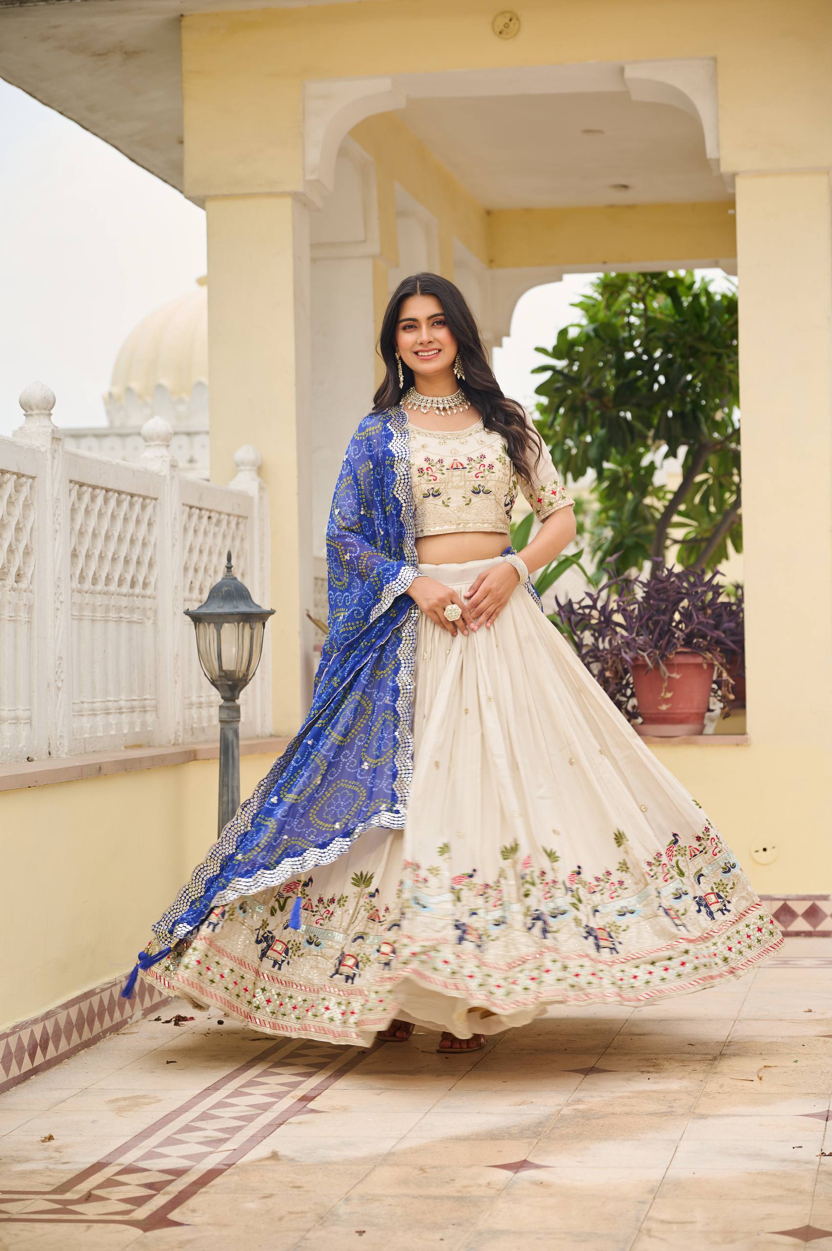 Off White Color Wedding Wear Designer Embroidery Lehenga Choli