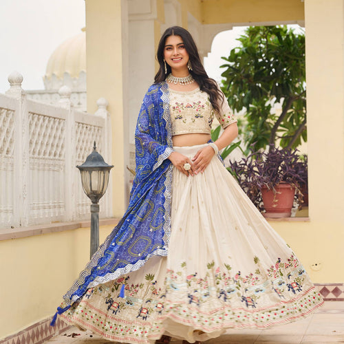 Off White Color Wedding Wear Designer Embroidery Lehenga Choli