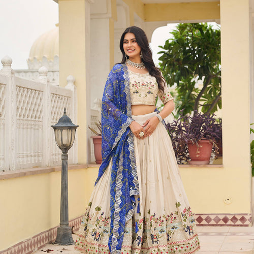 Off White Color Wedding Wear Designer Embroidery Lehenga Choli