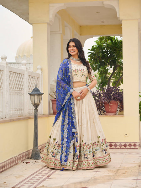 Off White Color Wedding Wear Designer Embroidery Lehenga Choli