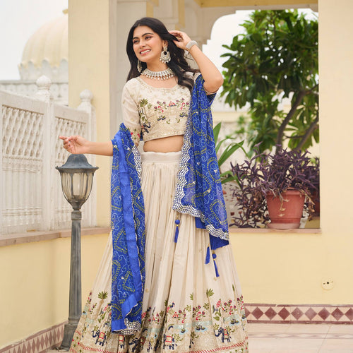 Off White Color Wedding Wear Designer Embroidery Lehenga Choli