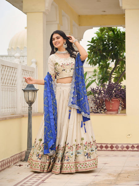 Off White Color Wedding Wear Designer Embroidery Lehenga Choli