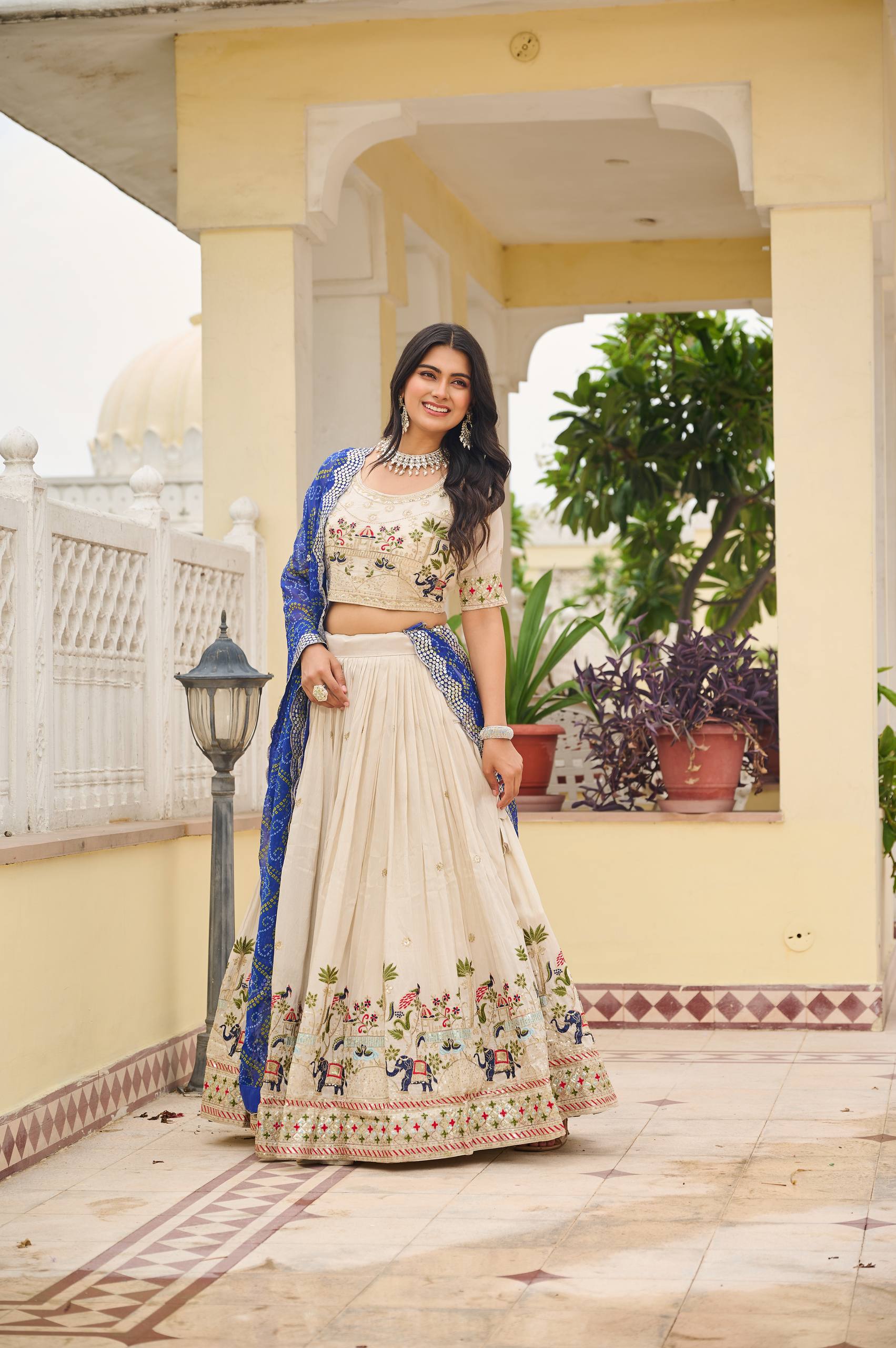 Off White Color Wedding Wear Designer Embroidery Lehenga Choli