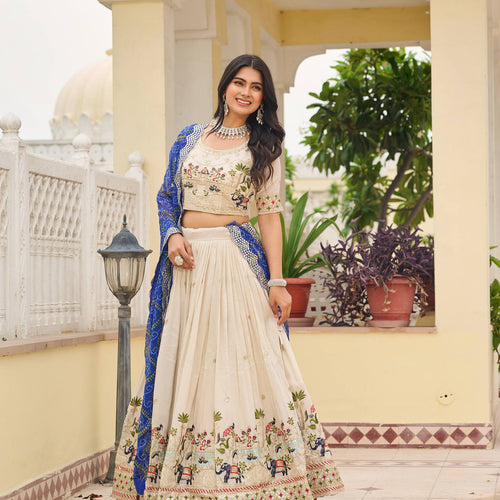 Off White Color Wedding Wear Designer Embroidery Lehenga Choli