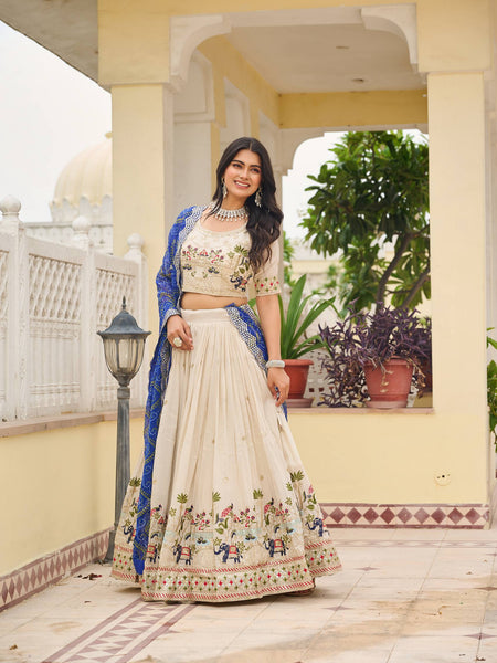 Off White Color Wedding Wear Designer Embroidery Lehenga Choli