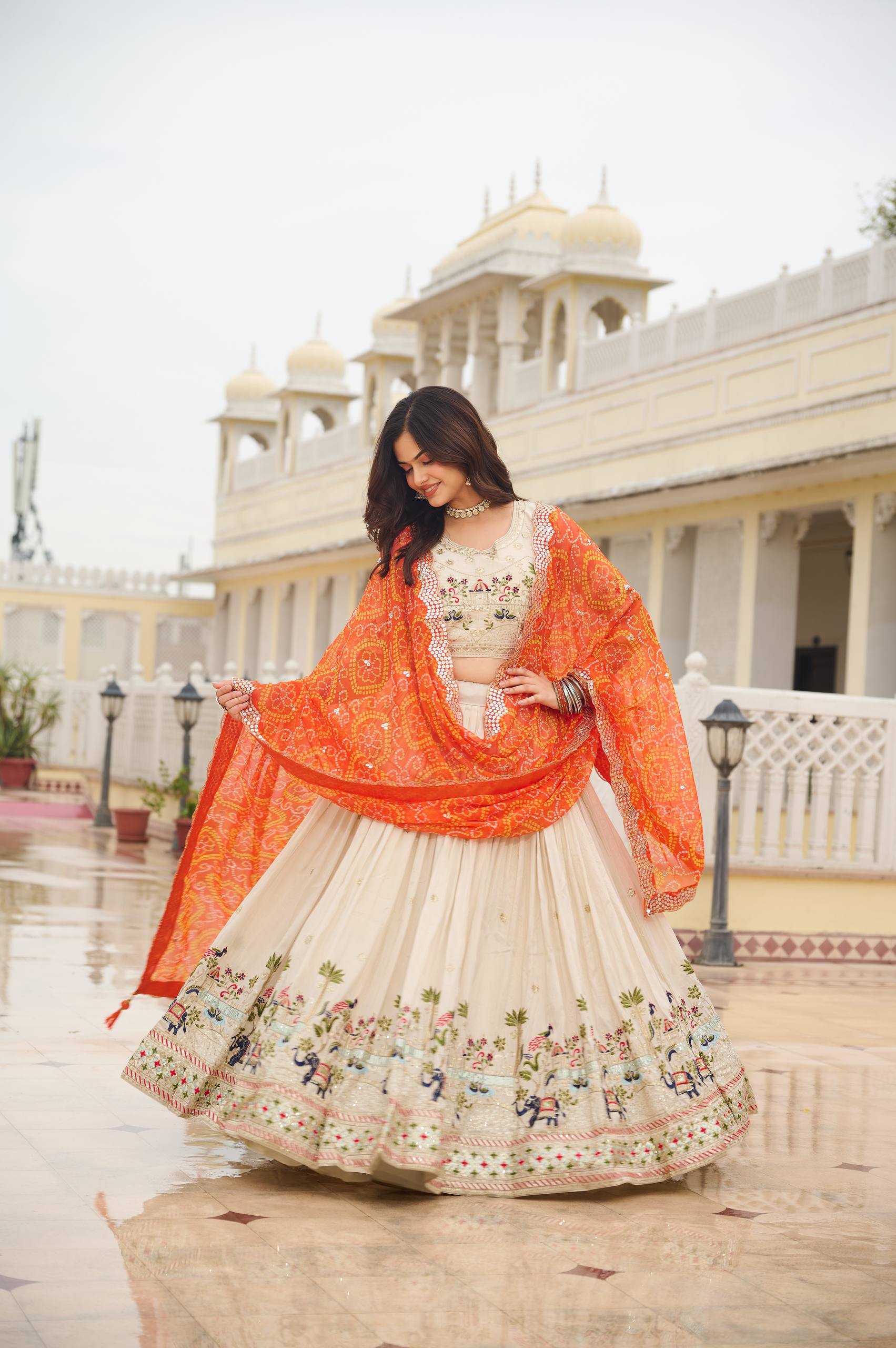 Off White Color Wedding Wear Designer Embroidery Lehenga Choli