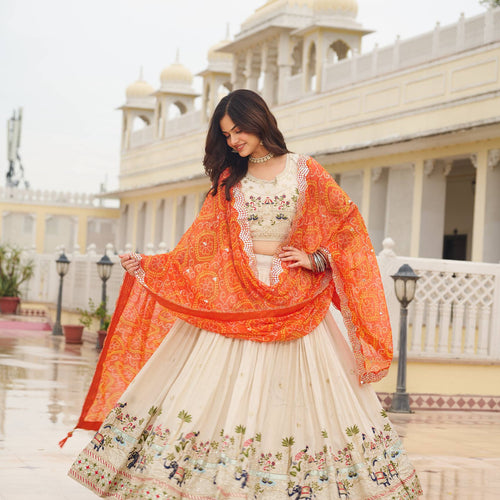 Off White Color Wedding Wear Designer Embroidery Lehenga Choli