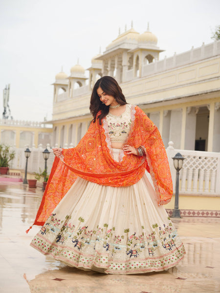 Off White Color Wedding Wear Designer Embroidery Lehenga Choli