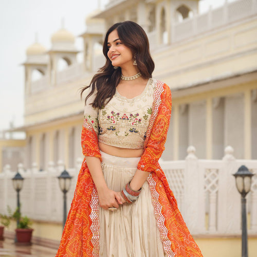 Off White Color Wedding Wear Designer Embroidery Lehenga Choli