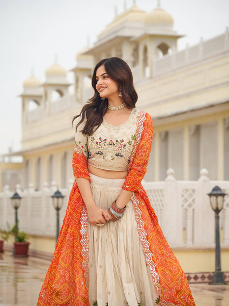 Off White Color Wedding Wear Designer Embroidery Lehenga Choli