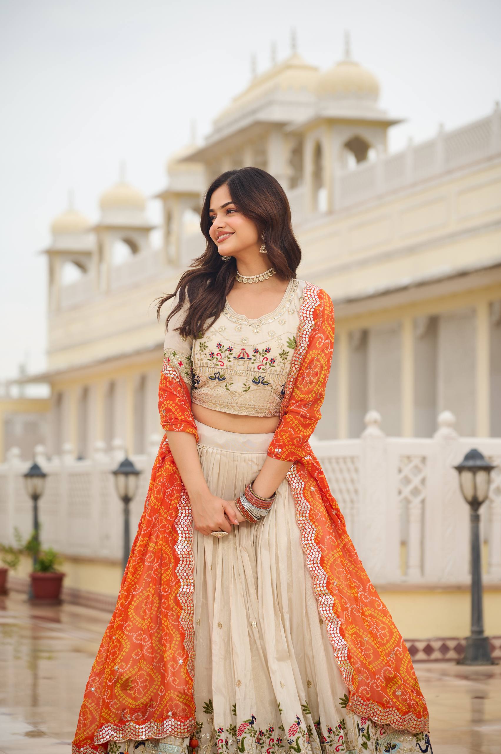 Off White Color Wedding Wear Designer Embroidery Lehenga Choli