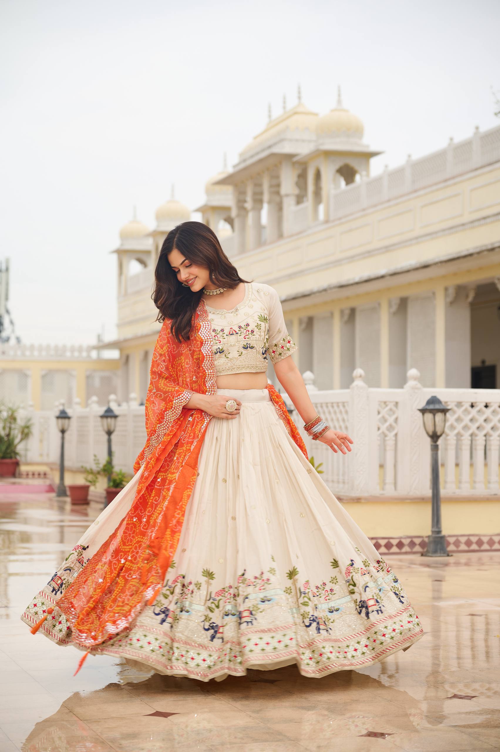 Off White Color Wedding Wear Designer Embroidery Lehenga Choli