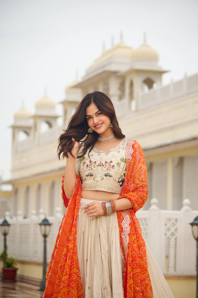 Off White Color Wedding Wear Designer Embroidery Lehenga Choli