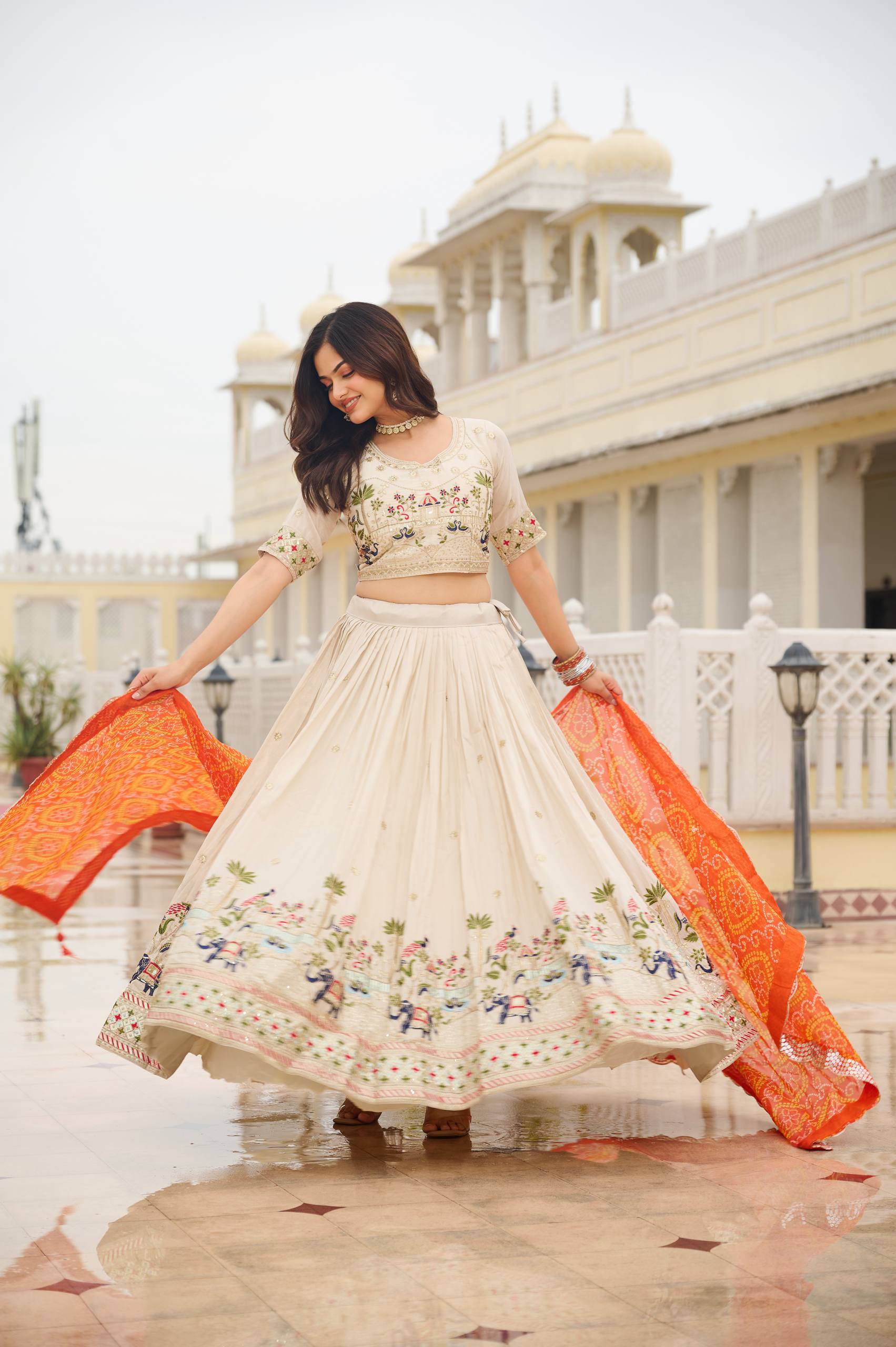 Off White Color Wedding Wear Designer Embroidery Lehenga Choli