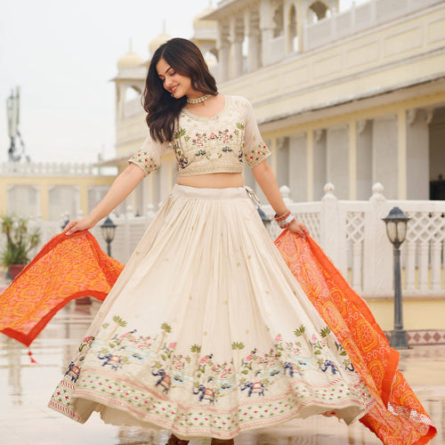 Off White Color Wedding Wear Designer Embroidery Lehenga Choli