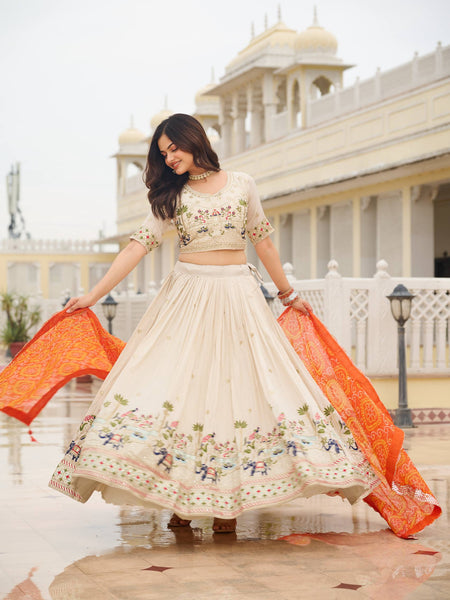 Off White Color Wedding Wear Designer Embroidery Lehenga Choli