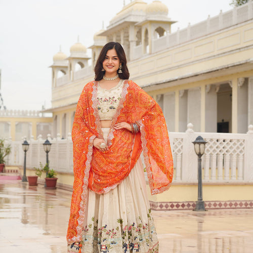 Off White Color Wedding Wear Designer Embroidery Lehenga Choli
