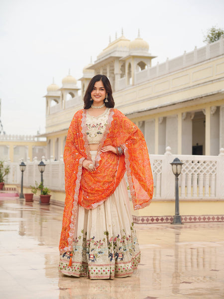 Off White Color Wedding Wear Designer Embroidery Lehenga Choli