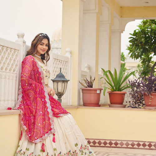 Off White Color Wedding Wear Designer Embroidery Lehenga Choli