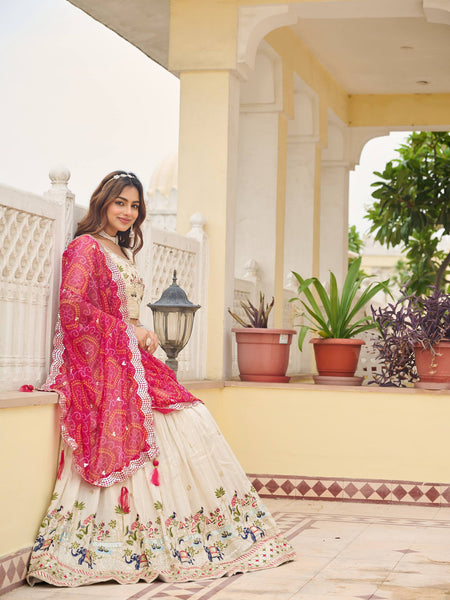 Off White Color Wedding Wear Designer Embroidery Lehenga Choli