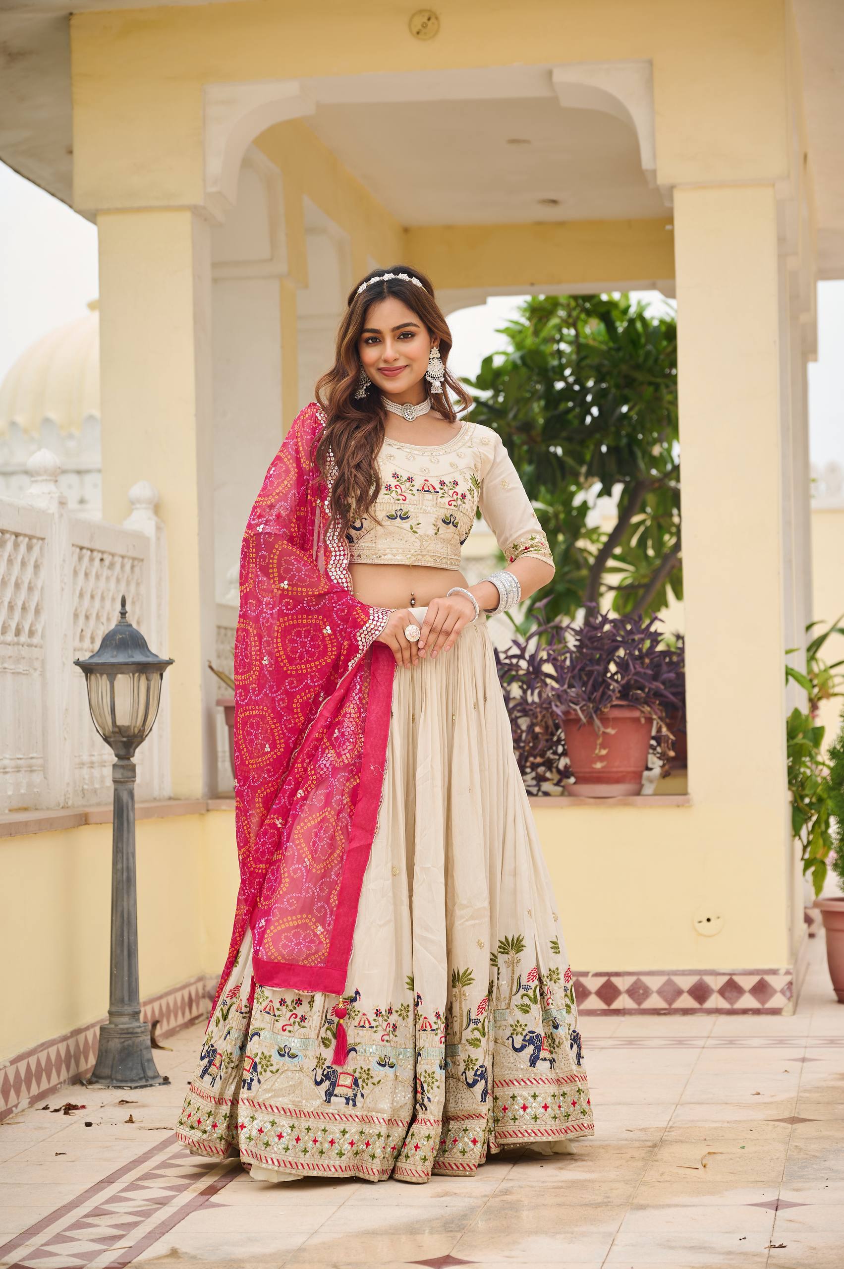 Off White Color Wedding Wear Designer Embroidery Lehenga Choli