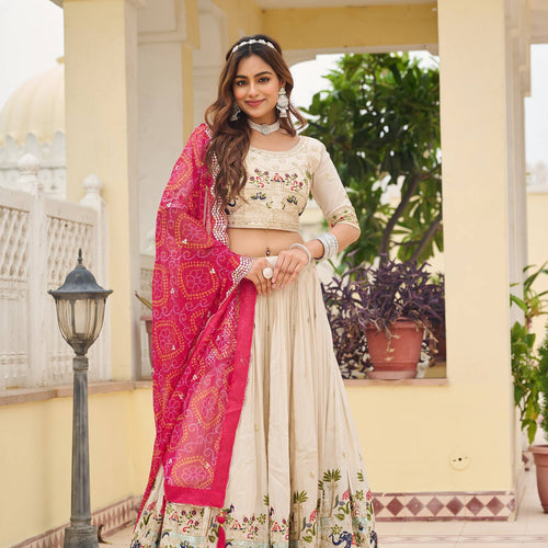 Off White Color Wedding Wear Designer Embroidery Lehenga Choli