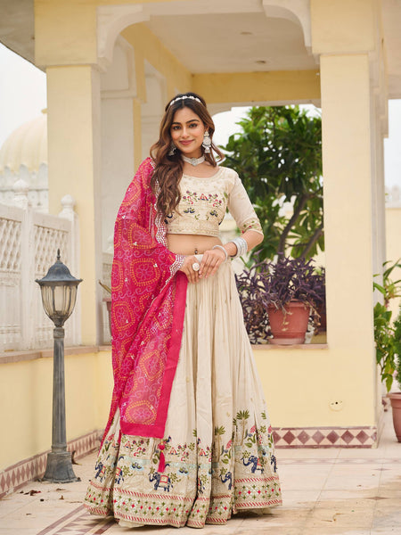 Off White Color Wedding Wear Designer Embroidery Lehenga Choli