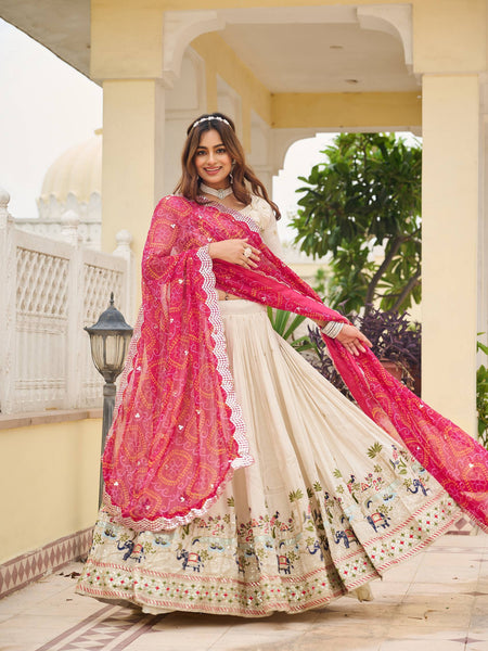 Off White Color Wedding Wear Designer Embroidery Lehenga Choli