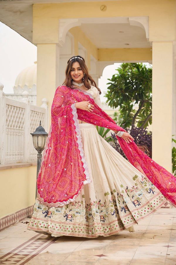 Off White Color Wedding Wear Designer Embroidery Lehenga Choli