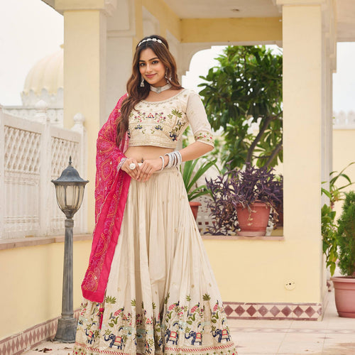 Off White Color Wedding Wear Designer Embroidery Lehenga Choli