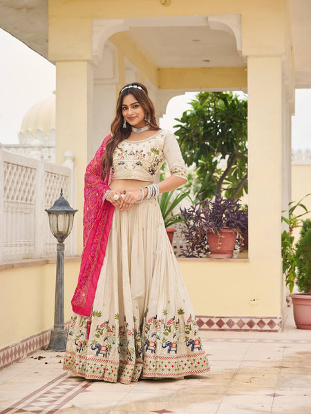 Off White Color Wedding Wear Designer Embroidery Lehenga Choli
