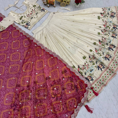 Off White Color Wedding Wear Designer Embroidery Lehenga Choli