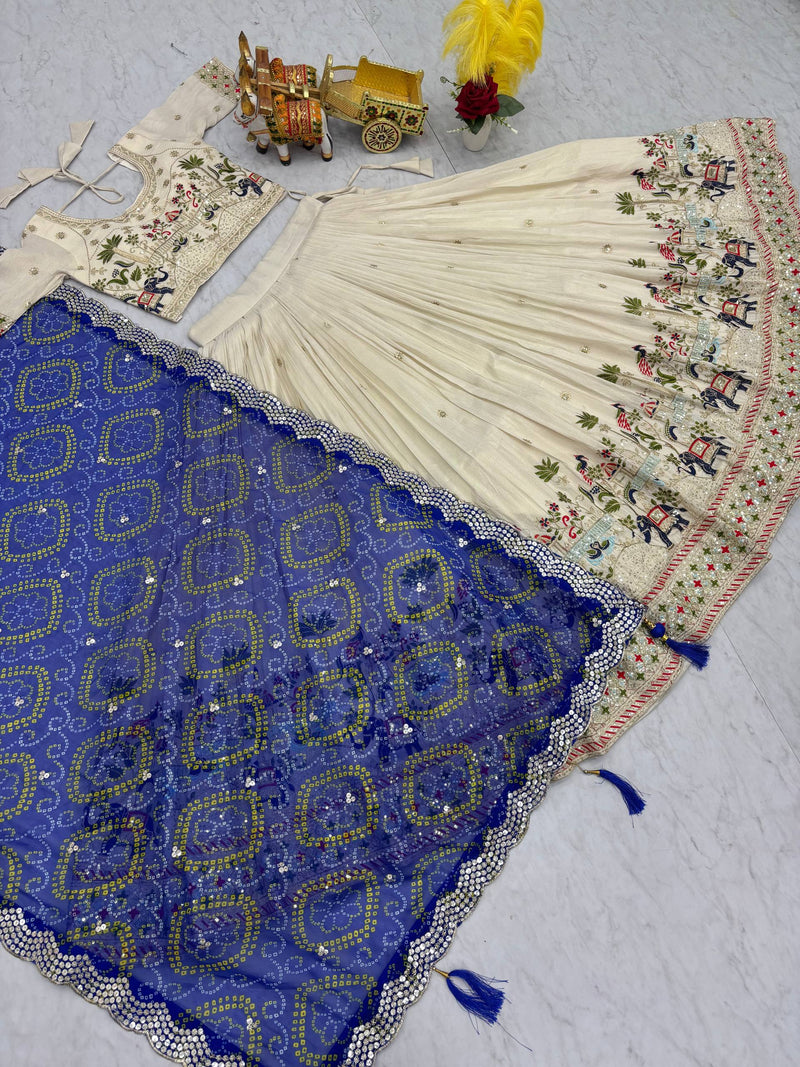 Off White Color Wedding Wear Designer Embroidery Lehenga Choli