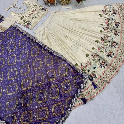 Off White Color Wedding Wear Designer Embroidery Lehenga Choli