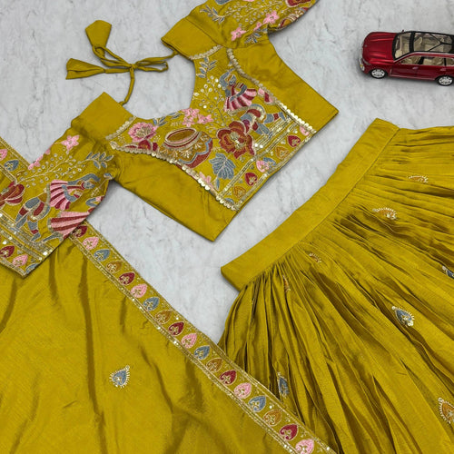Yellow Color Wedding Wear Heavy Embroidery Work Lehenga Choli