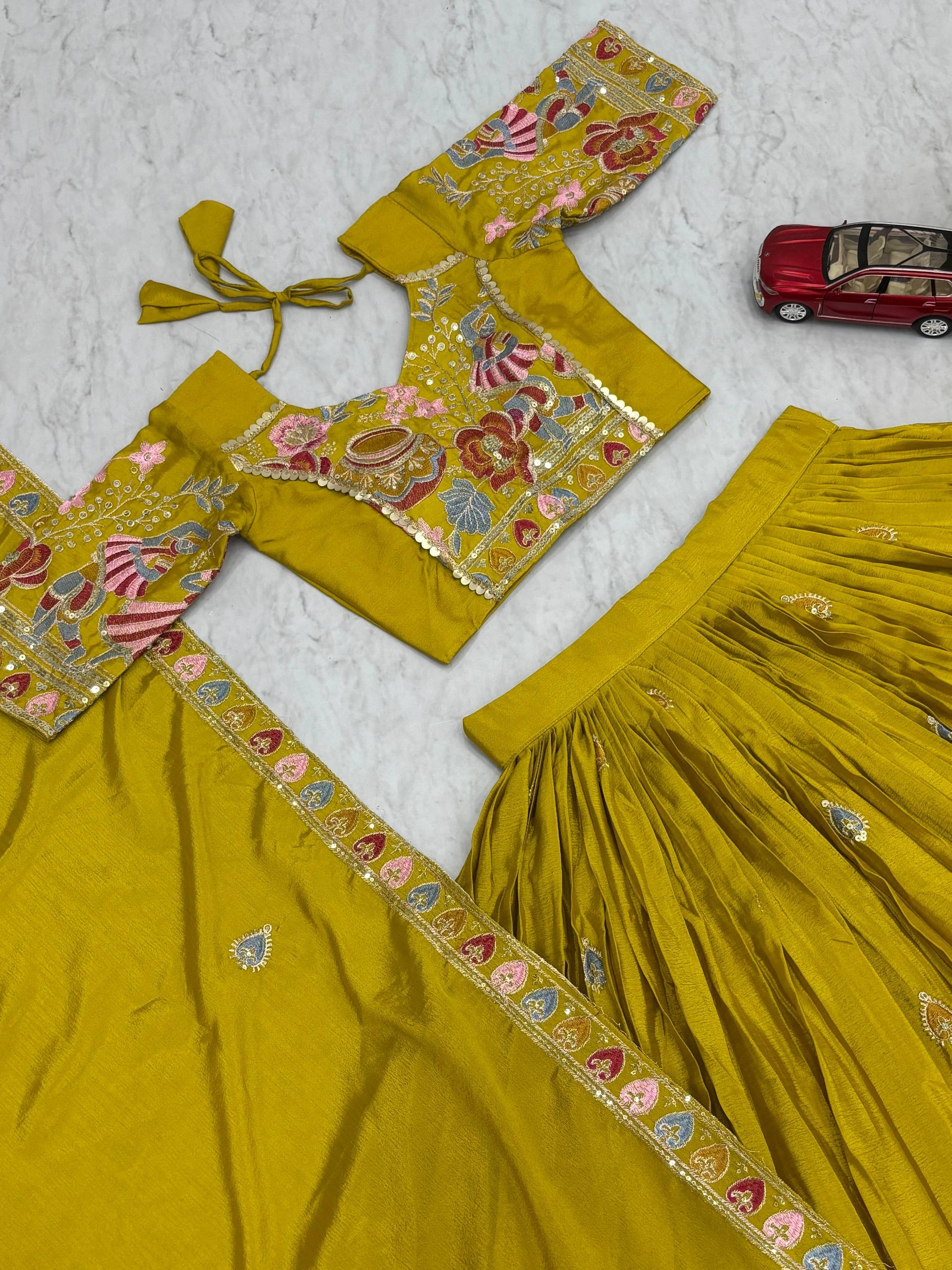 Yellow Color Wedding Wear Heavy Embroidery Work Lehenga Choli