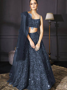 Gray Color Heavy Sequence Work  Designer Lehenga Choli