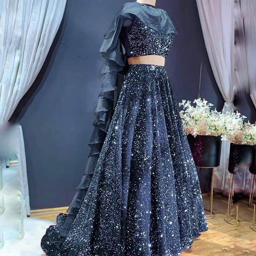 Gray Color Heavy Sequence Work  Designer Lehenga Choli